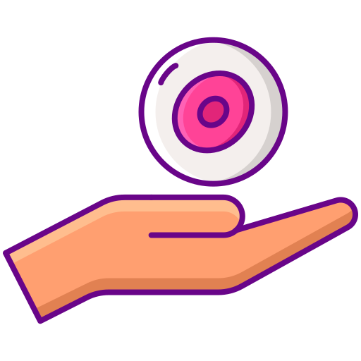egg - Saraogi Hospital Open palm facing up supporting a pink circular ball above it.