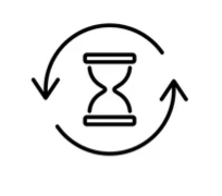 Refresh/update icon showing an hourglass surrounded by circular arrows, suggesting time synchronization or a time-based update