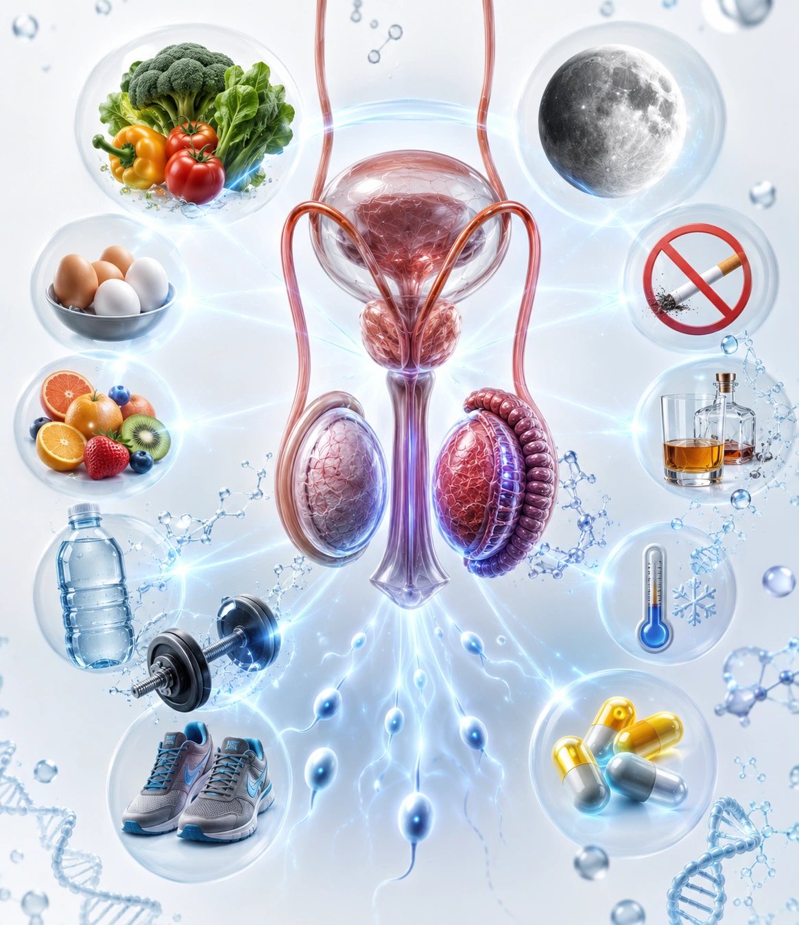 ChatGPT Image Jul 23 2026 at 11_38_32 AM - Saraogi Hospital Diagram of the urinary system with lifestyle icons (diet, hydration, exercise, smoking, alcohol) showing factors affecting urinary health.